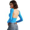 imageSUUKSESS Women Backless Going Out Tops Double Lined Open Back Basic Long SleeveRoyal Blue