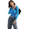 imageSUUKSESS Women Backless Going Out Tops Double Lined Open Back Basic Long SleeveRoyal Blue