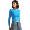imageSUUKSESS Women Backless Going Out Tops Double Lined Open Back Basic Long SleeveRoyal Blue