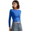 imageSUUKSESS Women Backless Going Out Tops Double Lined Open Back Basic Long SleeveSapphire