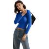 imageSUUKSESS Women Backless Going Out Tops Double Lined Open Back Basic Long SleeveSapphire