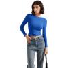 imageSUUKSESS Women Backless Going Out Tops Double Lined Open Back Basic Long SleeveSapphire