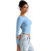 imageSUUKSESS Women Backless Going Out Tops Double Lined Open Back Basic Long SleeveSky Blue