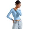 imageSUUKSESS Women Backless Going Out Tops Double Lined Open Back Basic Long SleeveSky Blue
