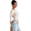 imageSUUKSESS Women Backless Going Out Tops Double Lined Open Back Basic Long SleeveSoft Sand