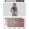 imageSUUKSESS Women Backless Going Out Tops Double Lined Open Back Basic Long SleeveWine Red