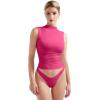 imageSUUKSESS Women Double Lined Going Out Trendy Crop Tops Ruched Sleeveless ShirtsHot Pink