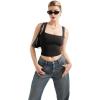 imageSUUKSESS Women Double Lined Square Neck Crop Tank Top Sleeveless Basic Y2k TopsBlack