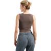 imageSUUKSESS Women Double Lined Square Neck Crop Tank Top Sleeveless Basic Y2k TopsBrown