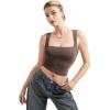 imageSUUKSESS Women Double Lined Square Neck Crop Tank Top Sleeveless Basic Y2k TopsBrown