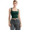 imageSUUKSESS Women Double Lined Square Neck Crop Tank Top Sleeveless Basic Y2k TopsDeep Green