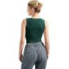 imageSUUKSESS Women Double Lined Square Neck Crop Tank Top Sleeveless Basic Y2k TopsDeep Green