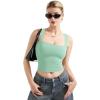 imageSUUKSESS Women Double Lined Square Neck Crop Tank Top Sleeveless Basic Y2k TopsGreen