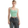 imageSUUKSESS Women Double Lined Square Neck Crop Tank Top Sleeveless Basic Y2k TopsGreen