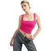 imageSUUKSESS Women Double Lined Square Neck Crop Tank Top Sleeveless Basic Y2k TopsHot Pink