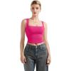 imageSUUKSESS Women Double Lined Square Neck Crop Tank Top Sleeveless Basic Y2k TopsHot Pink