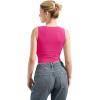 imageSUUKSESS Women Double Lined Square Neck Crop Tank Top Sleeveless Basic Y2k TopsHot Pink