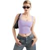 imageSUUKSESS Women Double Lined Square Neck Crop Tank Top Sleeveless Basic Y2k TopsLight Purple