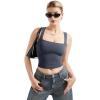 imageSUUKSESS Women Double Lined Square Neck Crop Tank Top Sleeveless Basic Y2k TopsNavy Blue