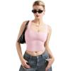 imageSUUKSESS Women Double Lined Square Neck Crop Tank Top Sleeveless Basic Y2k TopsPink