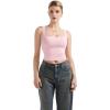 imageSUUKSESS Women Double Lined Square Neck Crop Tank Top Sleeveless Basic Y2k TopsPink