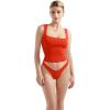imageSUUKSESS Women Double Lined Square Neck Crop Tank Top Sleeveless Basic Y2k TopsRed