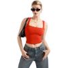imageSUUKSESS Women Double Lined Square Neck Crop Tank Top Sleeveless Basic Y2k TopsRed