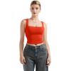 imageSUUKSESS Women Double Lined Square Neck Crop Tank Top Sleeveless Basic Y2k TopsRed