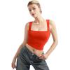 imageSUUKSESS Women Double Lined Square Neck Crop Tank Top Sleeveless Basic Y2k TopsRed