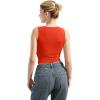 imageSUUKSESS Women Double Lined Square Neck Crop Tank Top Sleeveless Basic Y2k TopsRed
