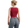 imageSUUKSESS Women Double Lined Square Neck Crop Tank Top Sleeveless Basic Y2k TopsWine