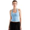 imageSUUKSESS Women Halter Tank Tops Double Lined Backless Y2K Trendy Going Out TopsBaby Blue