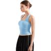 imageSUUKSESS Women Halter Tank Tops Double Lined Backless Y2K Trendy Going Out TopsBaby Blue