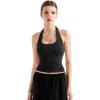 imageSUUKSESS Women Halter Tank Tops Double Lined Backless Y2K Trendy Going Out TopsBlack
