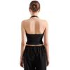 imageSUUKSESS Women Halter Tank Tops Double Lined Backless Y2K Trendy Going Out TopsBlack