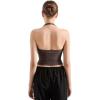 imageSUUKSESS Women Halter Tank Tops Double Lined Backless Y2K Trendy Going Out TopsBrown