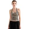 imageSUUKSESS Women Halter Tank Tops Double Lined Backless Y2K Trendy Going Out TopsCheetah Print