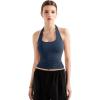imageSUUKSESS Women Halter Tank Tops Double Lined Backless Y2K Trendy Going Out TopsNavy Blue