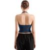 imageSUUKSESS Women Halter Tank Tops Double Lined Backless Y2K Trendy Going Out TopsNavy Blue