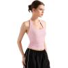 imageSUUKSESS Women Halter Tank Tops Double Lined Backless Y2K Trendy Going Out TopsPink