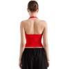 imageSUUKSESS Women Halter Tank Tops Double Lined Backless Y2K Trendy Going Out TopsRed