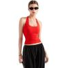imageSUUKSESS Women Halter Tank Tops Double Lined Backless Y2K Trendy Going Out TopsRed