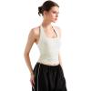 imageSUUKSESS Women Halter Tank Tops Double Lined Backless Y2K Trendy Going Out TopsWhite