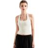 imageSUUKSESS Women Halter Tank Tops Double Lined Backless Y2K Trendy Going Out TopsWhite
