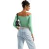 imageSUUKSESS Women Off Shoulder Double Lined Long Sleeve Shirts Basic Going Out TopsAqua
