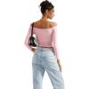 imageSUUKSESS Women Off Shoulder Double Lined Long Sleeve Shirts Basic Going Out TopsBlush