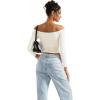 imageSUUKSESS Women Off Shoulder Double Lined Long Sleeve Shirts Basic Going Out TopsPearl