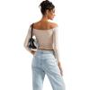 imageSUUKSESS Women Off Shoulder Double Lined Long Sleeve Shirts Basic Going Out TopsSoft Sand