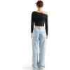 imageSUUKSESS Women Off Shoulder Long Sleeve Shirts Double Lined Fitted Crop TopsBlack