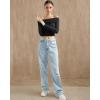 imageSUUKSESS Women Off Shoulder Long Sleeve Shirts Double Lined Fitted Crop TopsBlack